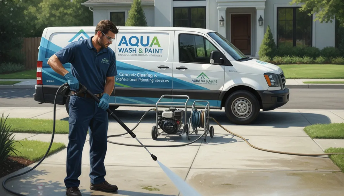 Concrete pressure cleaning in Marietta, GA for driveways and patios by Marietta Paint Pros