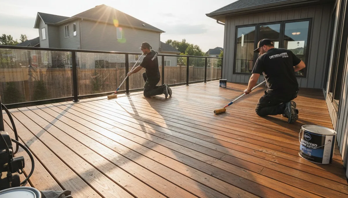 Professional deck sealing in Marietta, GA to protect wood from sun, rain, and humidity